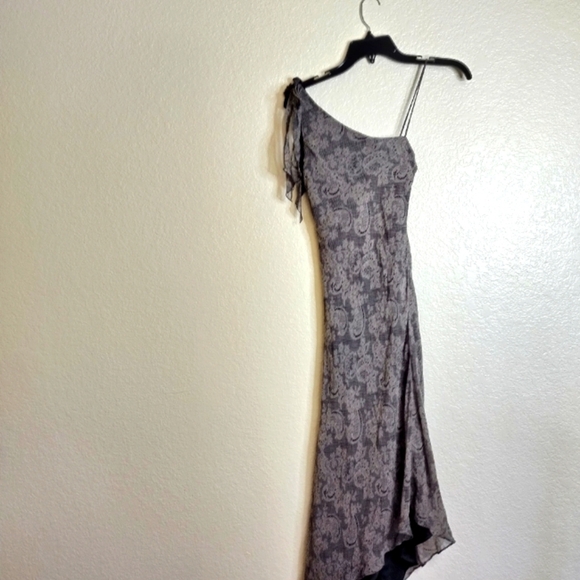 White House Black Market Y2k silk asymmetrical dress paisley lace dress Sz 2